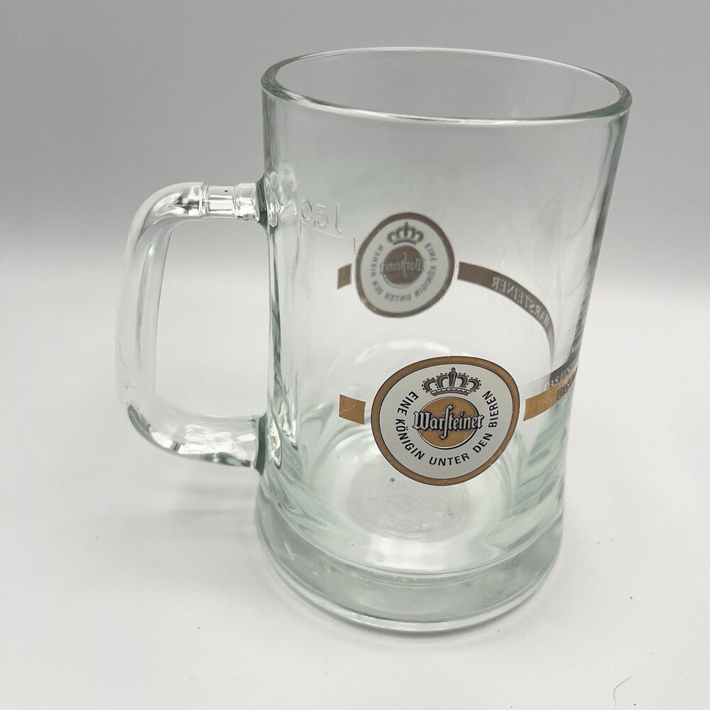 Warsteiner .5L Clear Heavy Glass German Beer Stein Mug 5-5/8" Tall